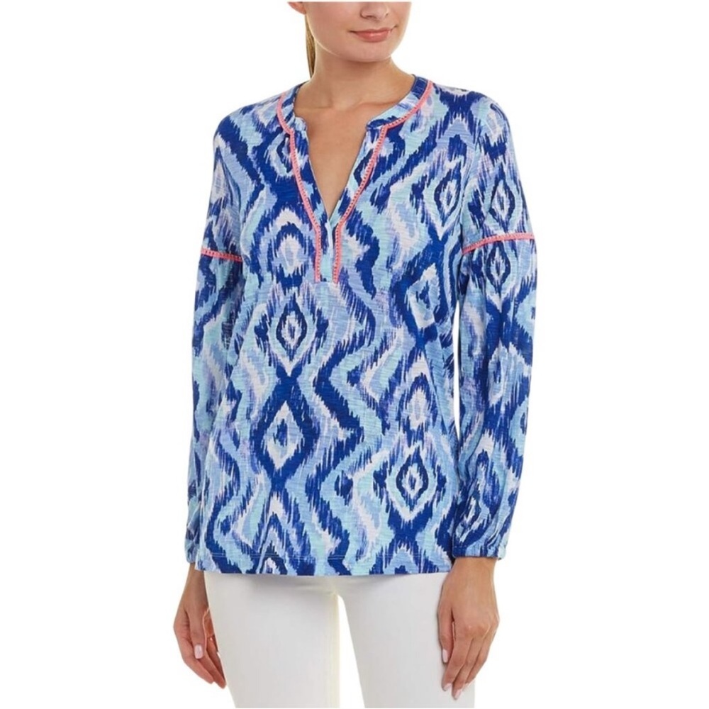 Lilly Pulitzer Kalissa Knit Tunic in Blue Swish Skipped A Beach, Women’s XS